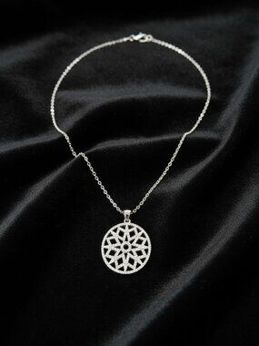 Flower of Life Necklace 925 Sterling Silver Medallion Patterned with Swarvoski